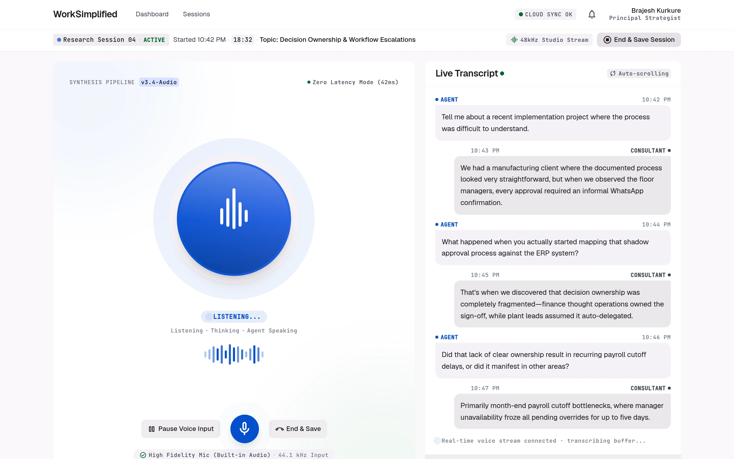 Voice research session